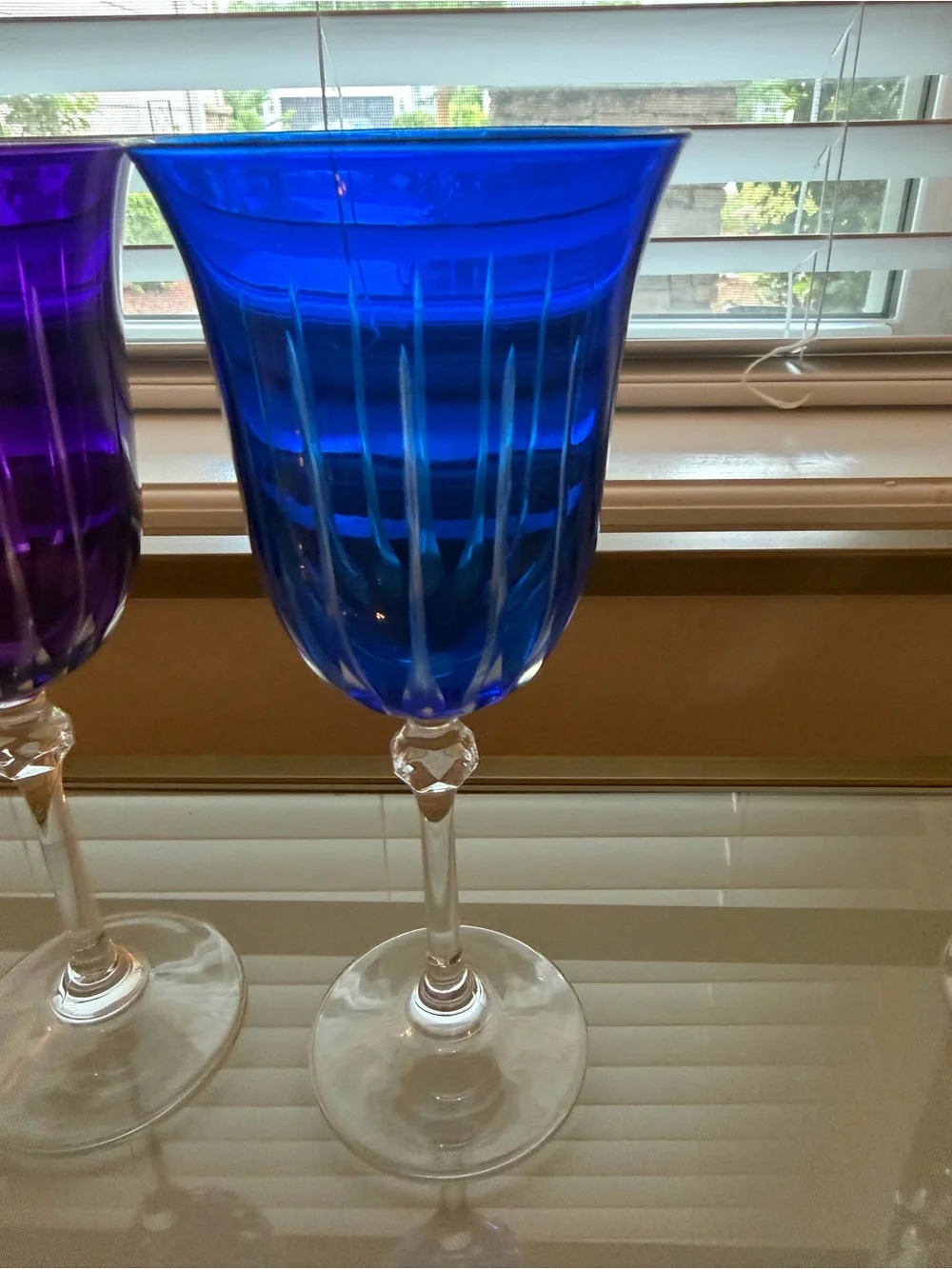 Vintage Le Sielle Cut to Clear Wine Glasses Set of 4